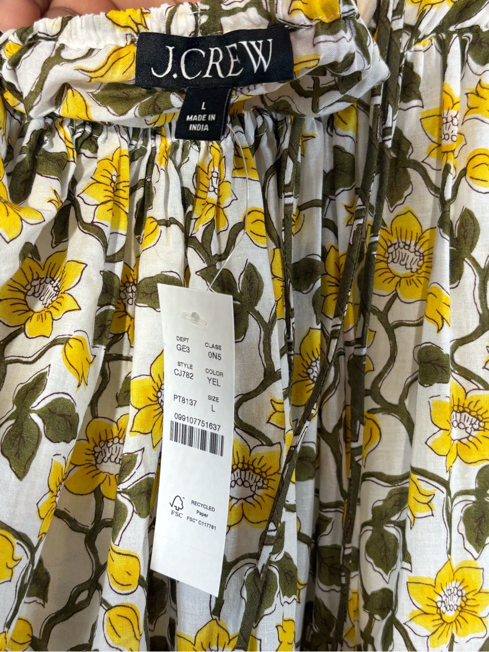 J. Crew Cotton voile plunge maxi dress in daffodil daze block print Size L - Picture 7 of 11